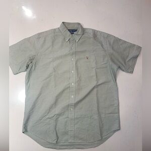 Ralph Lauren Short-Sleeve Green Micro-Check Button-Down Shirt Blake shirt